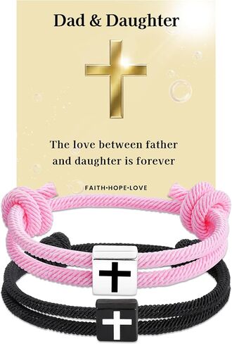 SUNSH Mother/Dauther/Father/Son Gifts, Matching Cross Bracelets Father's Day Birthday Gifts for Family in Saudi Arabia