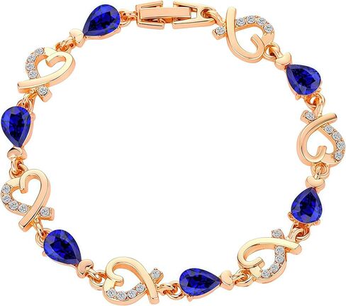 14K Gold Plated Bracelets for Women Love Heart Link Bracelet Crystal Bangle Dainty Tennis Chain Cuff Trendy Jewelry for Wife Mom Anniversary Valentines Birthday Gifts in Kuwait