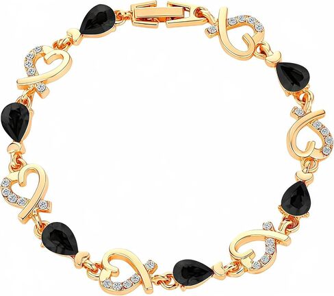 14K Gold Plated Bracelets for Women Love Heart Link Bracelet Crystal Bangle Dainty Tennis Chain Cuff Trendy Jewelry for Wife Mom Anniversary Valentines Birthday Gifts in Kuwait