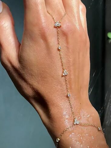 1 قطعة سلسلة اليد الذهبية أساور للنساء داينتي خاتم ذهبي سوار سلسلة اليد ربط سلاسل مكعب الزركون سوار مجوهرات لطيف عصري هدية للأم الزفاف عطلة الشاطئ الملحقات in Kuwait