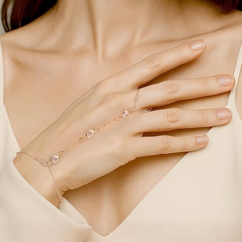 Ring Bracelet Hand Chain, Adjustable Gold Hand Chain Bracelet with Finger Ring Summer Jewelry for Women in Kuwait