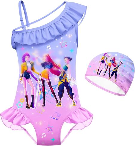 Kids Girls Fashion One Piece Swimsuit Swimwear Toddlers Rash Guard Sets 4-10 Years in Saudi Arabia