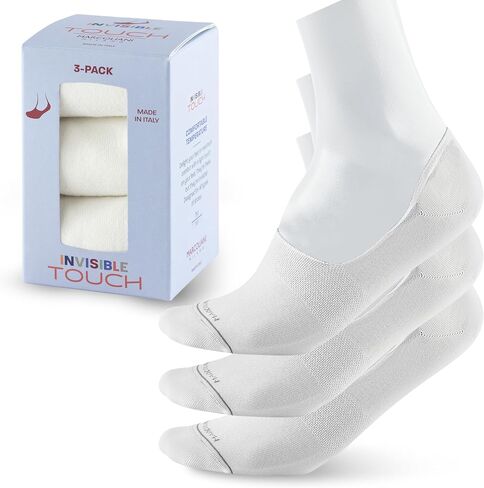 Marcoliani Milano Made in Italy - No Show Socks for Men - Always Stay Up | Cotton 3 Pairs Solid Color Invisible Touch in Kuwait