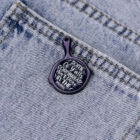 Some Of Y’all’s Cornbread Ain’t Done In The Middle Southern Cooking Humor Enamel Pin, Funny Cooking Joke Pin Brooch For Baker Cooking Lover, Funny Food Humor Brooch Badge, Kitchen Quote Lapel Badges, Cornbread Meme Chef Gift Jewelry Accessory in Kuwait