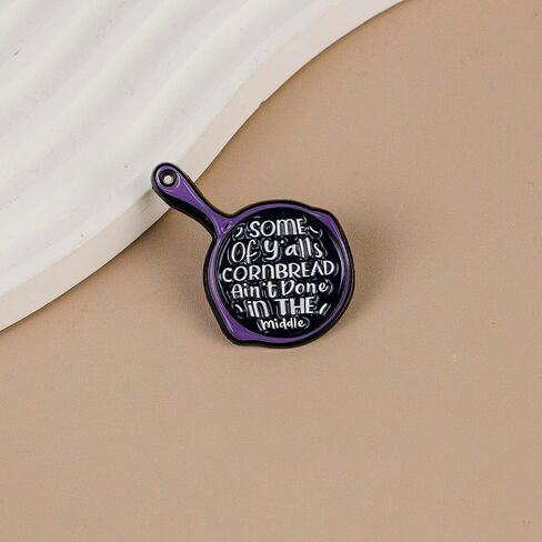Some Of Y’all’s Cornbread Ain’t Done In The Middle Southern Cooking Humor Enamel Pin, Funny Cooking Joke Pin Brooch For Baker Cooking Lover, Funny Food Humor Brooch Badge, Kitchen Quote Lapel Badges, Cornbread Meme Chef Gift Jewelry Accessory in Kuwait