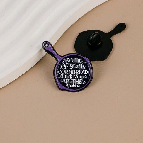 Some Of Y’all’s Cornbread Ain’t Done In The Middle Southern Cooking Humor Enamel Pin, Funny Cooking Joke Pin Brooch For Baker Cooking Lover, Funny Food Humor Brooch Badge, Kitchen Quote Lapel Badges, Cornbread Meme Chef Gift Jewelry Accessory in Kuwait