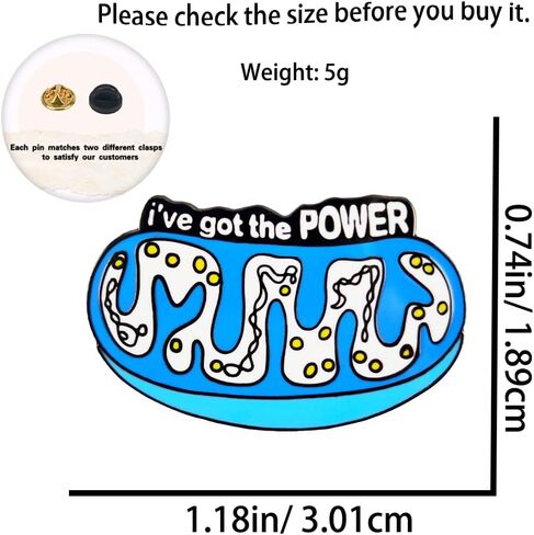 Enamel Pin,I've Got The Power Lapel Pin,Funny Mitochondrial Biology Brooch,Hunor Science Badge Gift For Students Teens Friends Family DIY Decor Canvas Bag Backpack Lanyards Jacket Accessory in Saudi Arabia