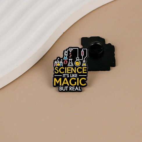 العلم يشبه السحر ولكن دبوس المينا العلمي الحقيقي، بروش دبوس عاشق العلوم STEM، هدية مختبرية لتكنولوجيا مختبر الفيزياء العلمية، شارة بروش مهووس بالعلم، شارات طية صدر السترة اقتباس الكيمياء، إكسسوارات مجوهرات فيزياء الكيمياء المهووسة in Kuwait