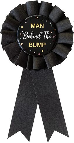 Man Behind The Bump Pin, Dad to Be Button Badge with Black Ribbon, Gender Reveal Baby Shower Party Decoration Gift (SH-7) in Saudi Arabia