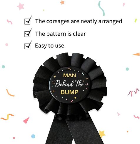 Man Behind The Bump Pin, Dad to Be Button Badge with Black Ribbon, Gender Reveal Baby Shower Party Decoration Gift (SH-7) in Saudi Arabia
