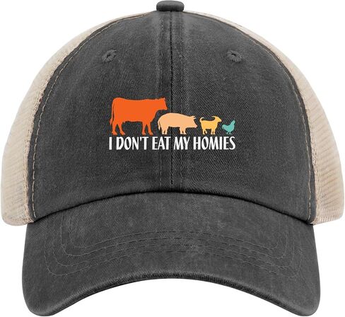 I Don't Eat My Homies Hats for Womens Baseball Cap Low Profile Washed Workout Hats Cotton, Allblack in Saudi Arabia
