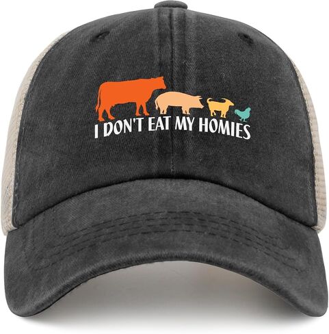 I Don't Eat My Homies Hats for Womens Baseball Cap Low Profile Washed Workout Hats Cotton, Allblack in Saudi Arabia