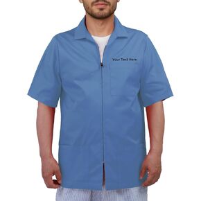 Personalized Embroidered Men's Zip-Front Scrub Jacket, Short Sleeve in Saudi Arabia