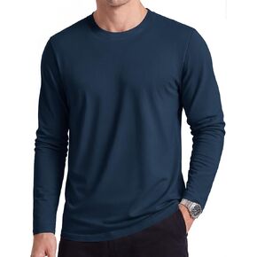 Cotrasen Mens Long Sleeve Shirt Crew Neck Cotton Moisture Wicking UPF 50+ Casual Basic Tee in Saudi Arabia