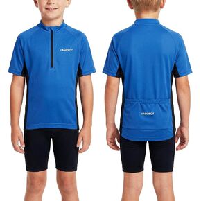 Kids Cycling Jersey, Short Sleeve Half-Zip Bike Shirt for Boys and Girls, Youth Cycling Top with Back Pockets in Saudi Arabia