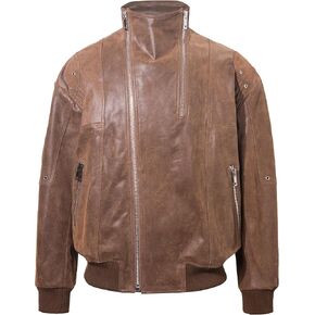 FLAVOR Mens Leather Motorcycle Jacket Real Leather Biker Jacket with Stand Collar in Saudi Arabia