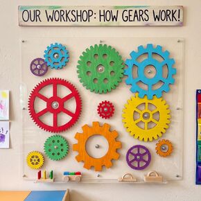 Yerliker 12 Pcs Wood Gear Wall Decorations Set for Craft, 12in-3in Large Colorful Rustic Wheel Cogwheel Steampunk Industrial Art Craft Lab Home Office Bar Cafe Party in Kuwait