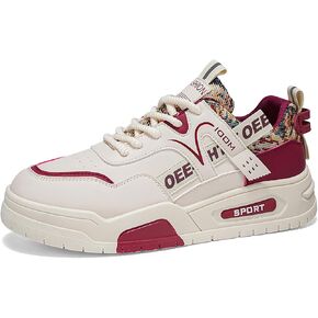 Fashion Leather Lace-Up Chunky Sneakers for Men Casual Round Toe Platform Walking Running Driving Sport Shoes in Saudi Arabia