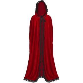 Women Little Red Riding Hood Costume Cape Velvet Cloak Halloween Christmas Party Dress Up Outfit for Adult in Saudi Arabia