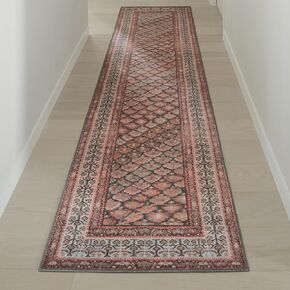 Knot in Line 2’6" x 10’ Runner Rug – Warm Taupe & Clay Heritage Flatweave, Low-Pile – Easy Clean Runner Rug – Perfect for Hallway, Kitchen, Entryway – Pet & Kid Friendly in Saudi Arabia
