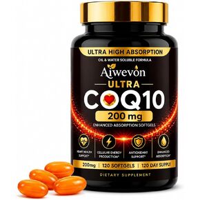 CoQ10 200mg Softgels, Coenzyme Q10 (Ubiquinone) Supplement, High Absorption Formula with Vitamin E, Antioxidant Support, Cellular Energy Support, Heart Wellness Supplement, 120 Softgels in Saudi Arabia