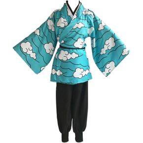 Anime Cosplay Costumes Tanjirou Kamado Blue Cloud Kimono Halloween Party in Saudi Arabia