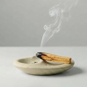 Speckled White Cement Incense Holder & Palo Santo Burner – Minimalist Oval Design for Meditation, Yoga & Home Aromatherapy in Kuwait