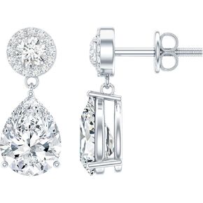 Certified 4 Carat Cubic Zirconia Drop Earrings in Silver, Aaaa Quality, CZ Diamond Earrings - Gift For Special Occasions in Saudi Arabia