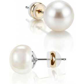 Natural Freshwater Cultured Pearl Stud Earrings, AAAA+Handpicked, Sterling Silver 18K Gold Plated Hypoallergenic Earring Studs Jewelry For Women in Saudi Arabia