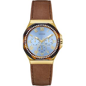 GUESS Multi-Tone and Brown Leather Multifunctional Watch in Saudi Arabia