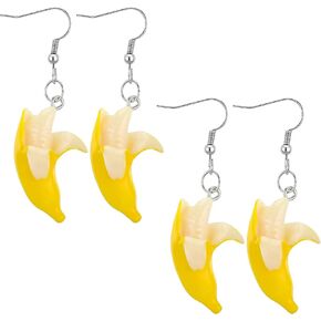 2 Pairs Banana Dangle Earrings, Funny Fruit Banana Dangle Earrings Cute Imitate Bananas Dangles Earring Bohemian Bananas Food Earring Resin Lifelike Fruits Jewelry for Holiday Birthday Party in Kuwait