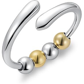 Anxiety Rings for Women 925 Sterling Silver Rings Adjustable Stress Spinner Rings with Beads Fidget Rings for Anxiety Women in Kuwait