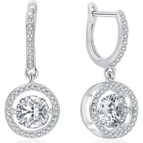 14K Gold over S925 Sterling Silver 1CT Dancing Diamond Dangle Earrings for Women, D Color VVS1, Elegant Gift for Wife on Valentine's Day in Kuwait