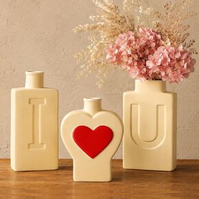 Abstract Face Ceramic Vases Set of 3, Modern Boho Matte Ceramic Vase Set for Home Decor, Rustic Farmhouse Decorative Flower Vases for Shelf, Coffee Table, Mantel and Entryway in Saudi Arabia