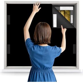 100% Blackout Curtains with Strong Magnets,Magnetic Black Out Window Cover Blackout Shades,Soft Fabric Cuttable No Drilling or Tools, Window Blinds for Bedroom,Nursery,Media Room RV (118 x 57 Inch) in Saudi Arabia