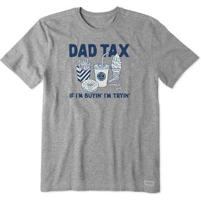 Life is Good Men's Father's Day Crusher-Lite Tee Shirt, Short Sleeve Cotton Graphic T-Shirts, Dad Tax, Heather Gray, L in Kuwait