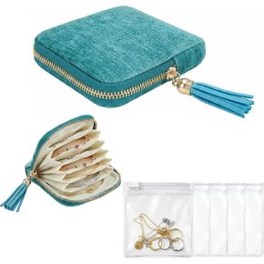 Small Jewelry Travel Organizer - 6 Layer Soft Jewelry Pouch for Bracelets, Necklaces & Rings, Pefect Trip Gift for Women in Kuwait