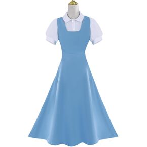 Yejue Women Cosplay Dress Blue Suspender Skirt with Shirt Set for Casual Role Play School Party in Saudi Arabia