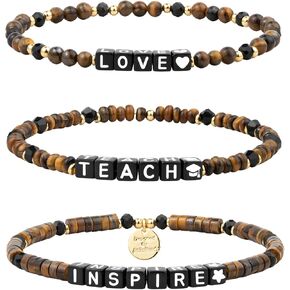 DoDoBeads 3pcs Teacher Bracelets for Women and Men, Beaded Teachers Bracelet, Teacher Appreciation Gifts with Gift Box in Saudi Arabia
