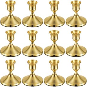 12PCS Brass Gold Taper Candle Holders Set, Vintage Metal Candlestick Holders for Wedding Table Centerpiece, Christmas, Dining & Home Decor in Saudi Arabia