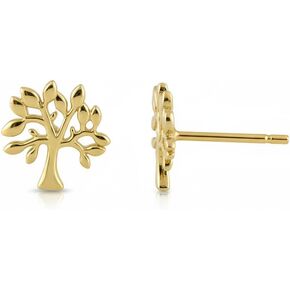 14K Solid Yellow Gold Dainty Celtic Tree of Life Stud Earrings - 0.23in (7mm x 6mm), for Women, Hypoallergenic, Nickel Free, Lightweight, Daily Wear, Secure Posts, Gift for Her in Saudi Arabia