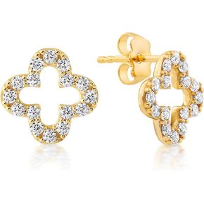 Princess Collection - "Cherish Love" - 12.8 mm Cubic Zirconia 22K Gold-Plated Stud Earrings For Sensitive Ears in Saudi Arabia
