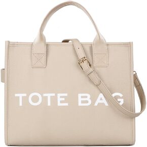 Tote Bag for Women, Pu Leather Work Handbags Purses with Top Handle, Letter Print Weekender Hobo bag Bags in Saudi Arabia