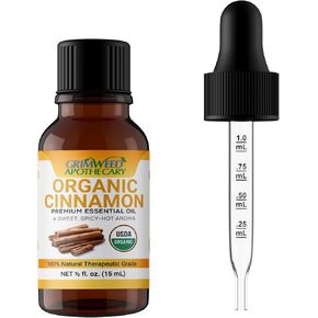 Cinnamon Essential Oil – Bark - USDA Organic -15mL - Therapeutic Grade- Diffuser Oil - 100% All Natural - with Glass Dropper, Grimweed Apothecary in Saudi Arabia