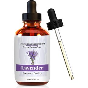 Pure Lavender Body Oil with Dropper & Hair Care, DIY Soaps & Candles (100ml, Lavender) in Saudi Arabia