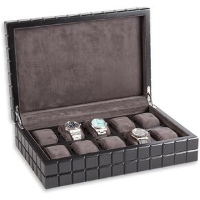 Bey-Berk Bogota Cube Watch Case (Green), Holds 10 Large Watches, Square Storage Box with Soft Lining and Magnetic Closure in Kuwait