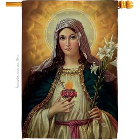 Feast of The Immaculate Heart of Mary Tapestry Wall Hanging Decor Home Porch Balcony Lawn Religious Canvas Room Tapestry Faith Cemetery Decorations for Grave Yard Sign Catholic Gift in Saudi Arabia