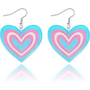 LGBT Rainbow Heart Dangle Earrings for Women Men LGBTQ Bisexual Trans Lesbian Pride Gifts with Progress Flag Acrylic Jewelry Accessories in Saudi Arabia