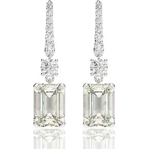 Sterling Silver Diamond Earrings for Women, Classic Emerald Cut 8Ct/Pair Lab Simulated Pink Diamond Dangle Earrings White Gold Plated Jewelry Gifts in Saudi Arabia