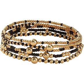 Dainty Gold Beaded Stackable Bracelets for Women, Handmade Beaded Multilayer Stretch Boho Stack Bracelets Fashion Jewelry Accessories for Friendship in Saudi Arabia